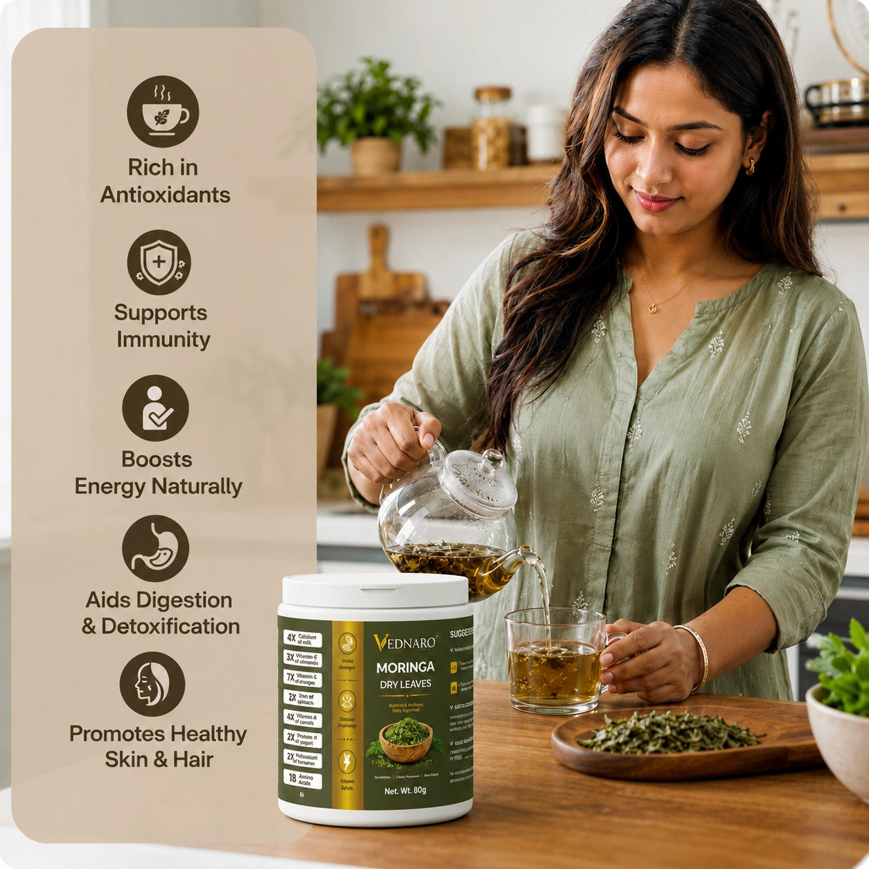 Moringa Dry Leaf Powder 80 Gm
