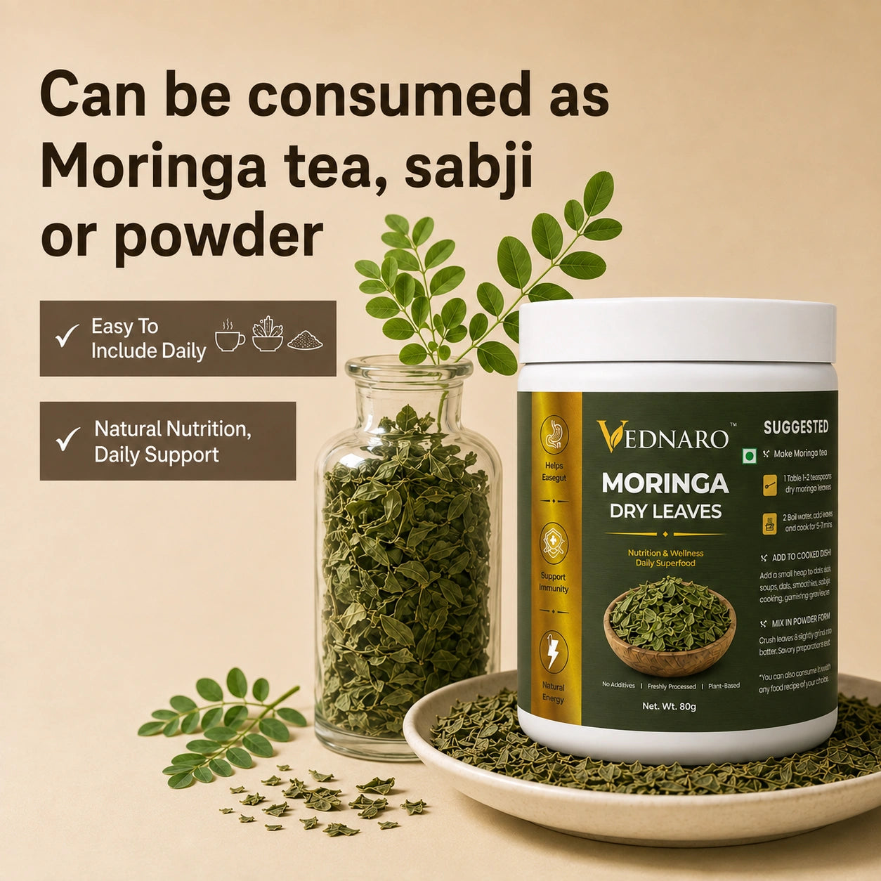 Moringa Dry Leaf Powder 80 Gm